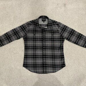 Bonobos Black and Gray Plaid Slim Stretch Fireside Flannel Shirt Medium